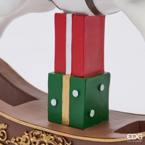 EDG Cavallo a Dondolo Natalizio Bianco Rosso H 43,5 - immagine 5
