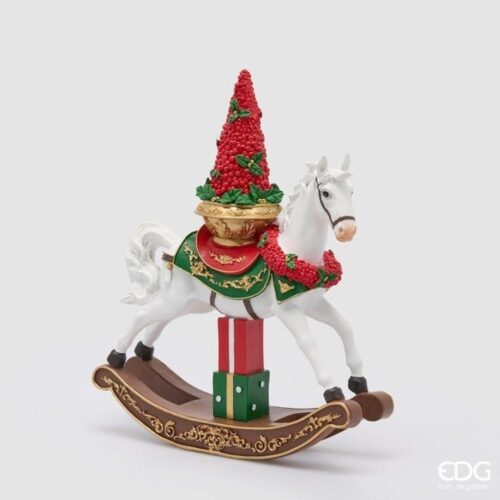 EDG Cavallo a Dondolo Natalizio Bianco Rosso H 43,5
