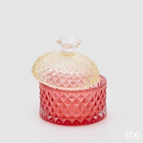 EDG Contenitore Decorativo Rombi Rotondo Rosso H 9,5 D 8,5 - immagine 2