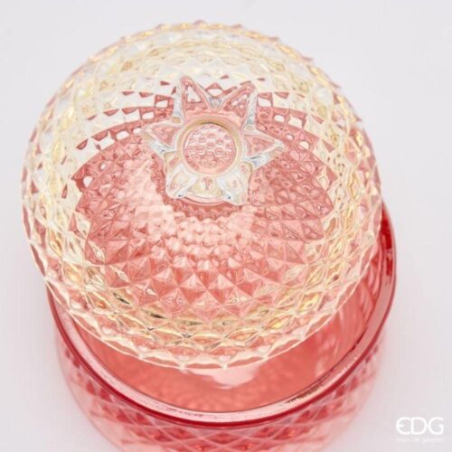 EDG Contenitore Decorativo Rombi Rotondo Rosso H 9,5 D 8,5 - immagine 3