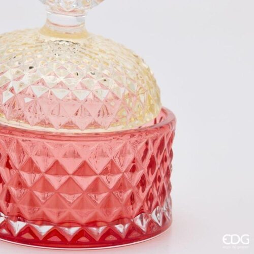 EDG Contenitore Decorativo Rombi Rotondo Rosso H 9,5 D 8,5 - immagine 4
