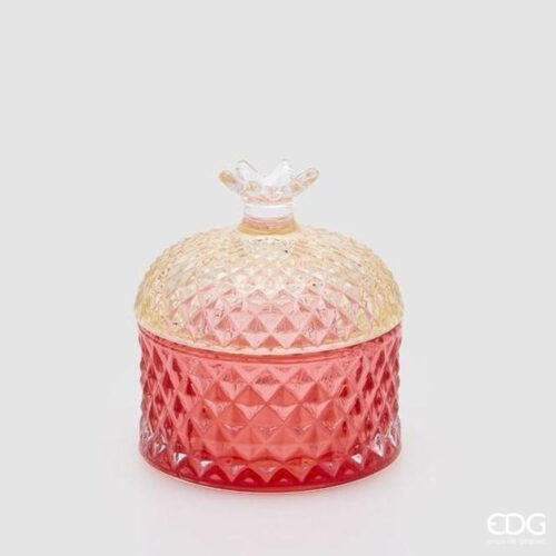 EDG Contenitore Decorativo Rombi Rotondo Rosso H 9,5 D 8,5