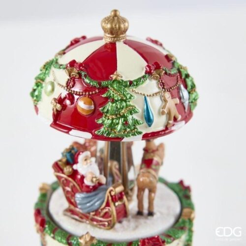 EDG Carillon Babbo Slitta Verde Rosso H 17 D 8,5 - immagine 4