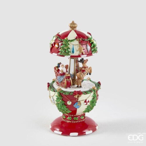 Alternative view of EDG Carillon Babbo Slitta Verde Rosso H 17 D 8,5