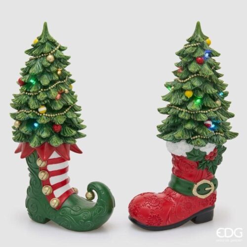 EDG Alberello Pino con bota LED verde y roja, 2 pares, talla 39