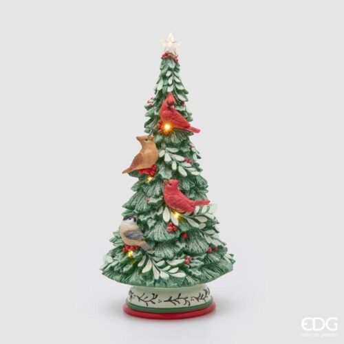 EDG Alberello Pino Uccelli LED Verde Rosso H 40 D 20