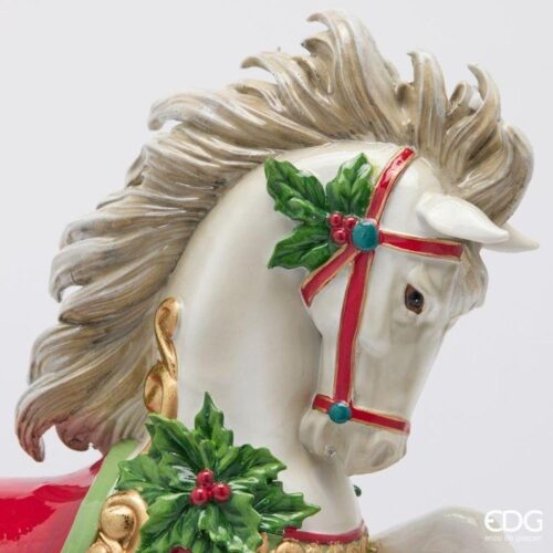 EDG Cavallo a Dondolo Natalizio Verde Rosso H 37 L 34 - immagine 3