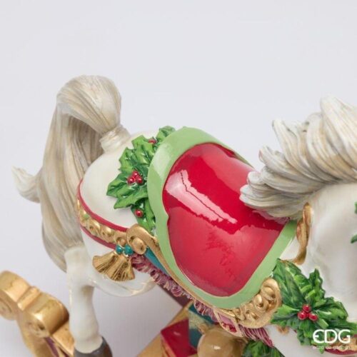 EDG Cavallo a Dondolo Natalizio Verde Rosso H 37 L 34 - immagine 4