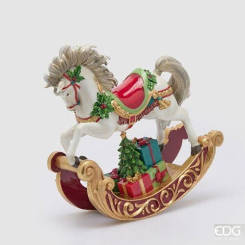 EDG Cavallo a Dondolo Natalizio Verde Rosso H 37 L 34 - immagine 5