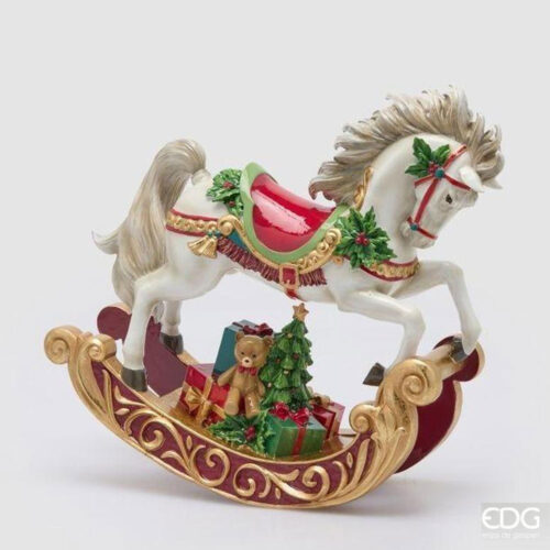 EDG Cavallo a Dondolo Natalizio Verde Rosso H 37 L 34 - immagine 6