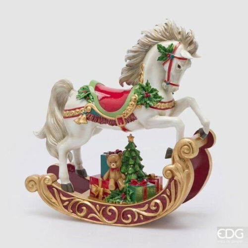 EDG Cavallo a Dondolo Natalizio Verde Rosso H 37 L 34
