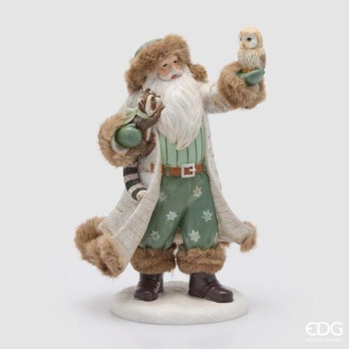 EDG Babbo Natale con Animali Bianco Verde H 37