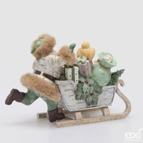 EDG Babbo Natale con Slitta Bianco Verde L 27 - immagine 4