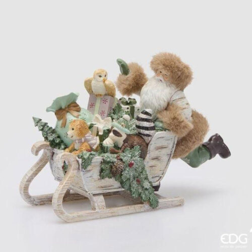EDG Babbo Natale con Slitta Bianco Verde L 27