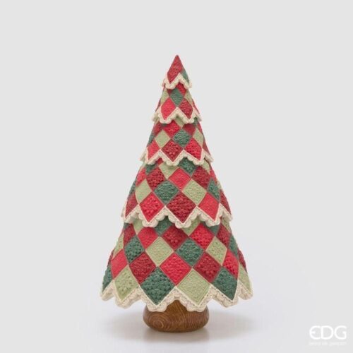 EDG Alberello Pino Tricot Verde Rosso H 38 D 21