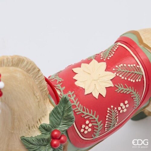 EDG Cavallo Xmas Verde Rosso H 35 L 32 - immagine 4