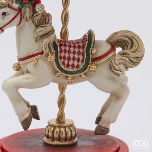 EDG Carillon Cavallo Giostra Bianco Rosso H 24 - immagine 3