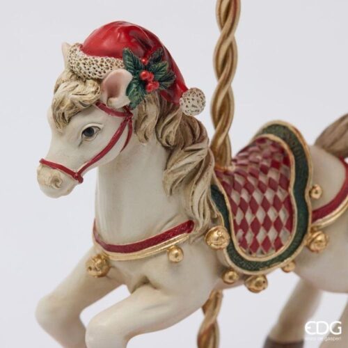 EDG Carillon Cavallo Giostra Bianco Rosso H 24 - immagine 5