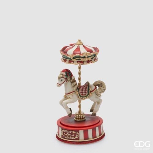 EDG Carillon Cavallo Giostra Bianco Rosso H 24