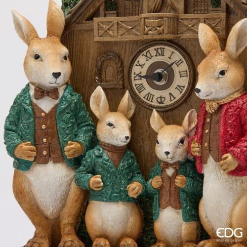 EDG Animali con Orologio Verde Rosso H 31 L 29 - immagine 3