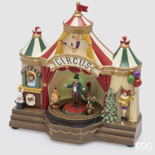 EDG Carillon Circo LED con Musica e Movimento Verde Rosso H 26