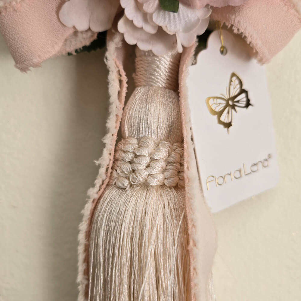 Fiori di Lena Nappa Decorativa con Rosa e Nastrino H 39 cm - immagine 3