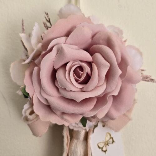 Alternative view of Fiori di Lena Nappa Decorativa con Rosa e Nastrino H 39 cm