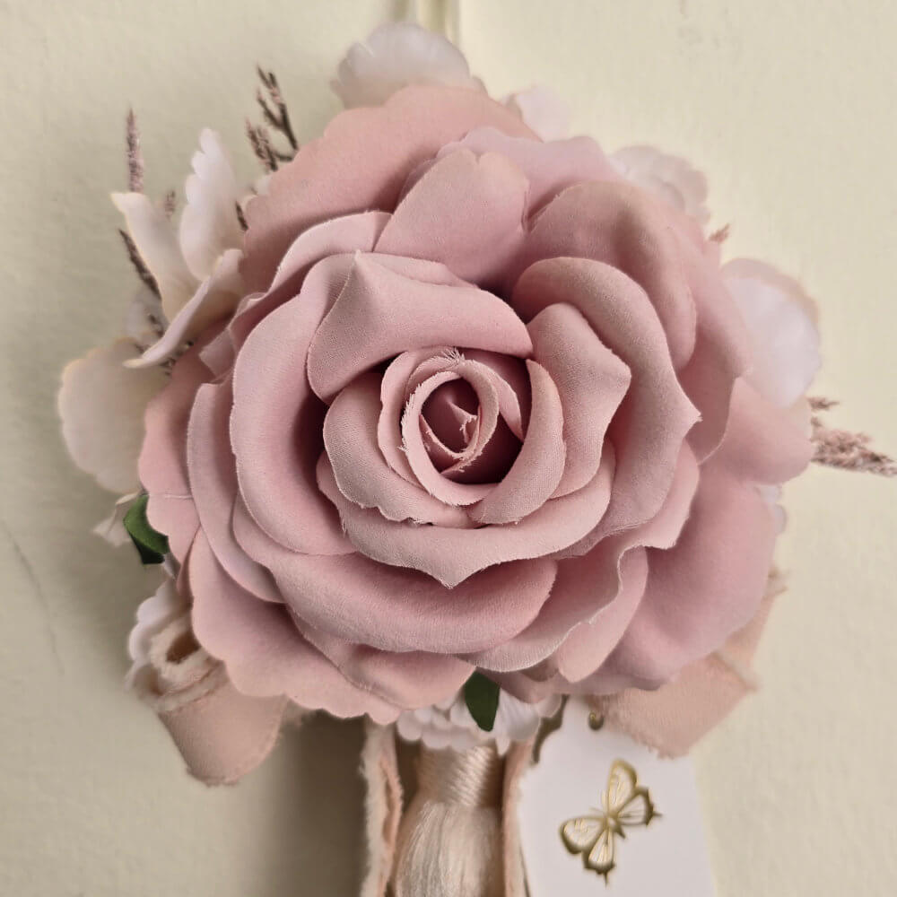 Fiori di Lena Nappa Decorativa con Rosa e Nastrino H 39 cm - immagine 2