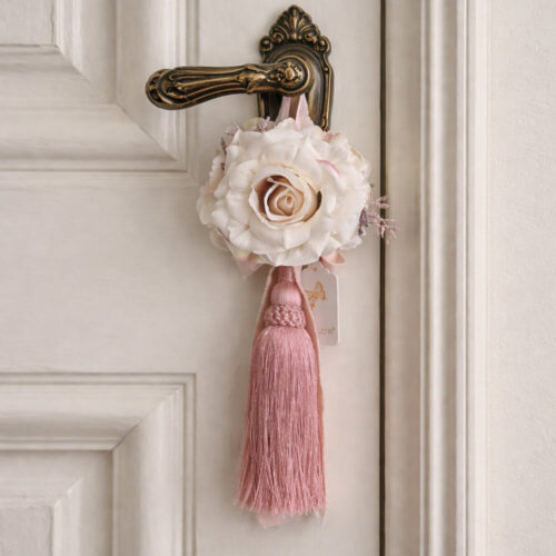 Fiori di Lena Nappa Decorativa Rosa con fiore h 38