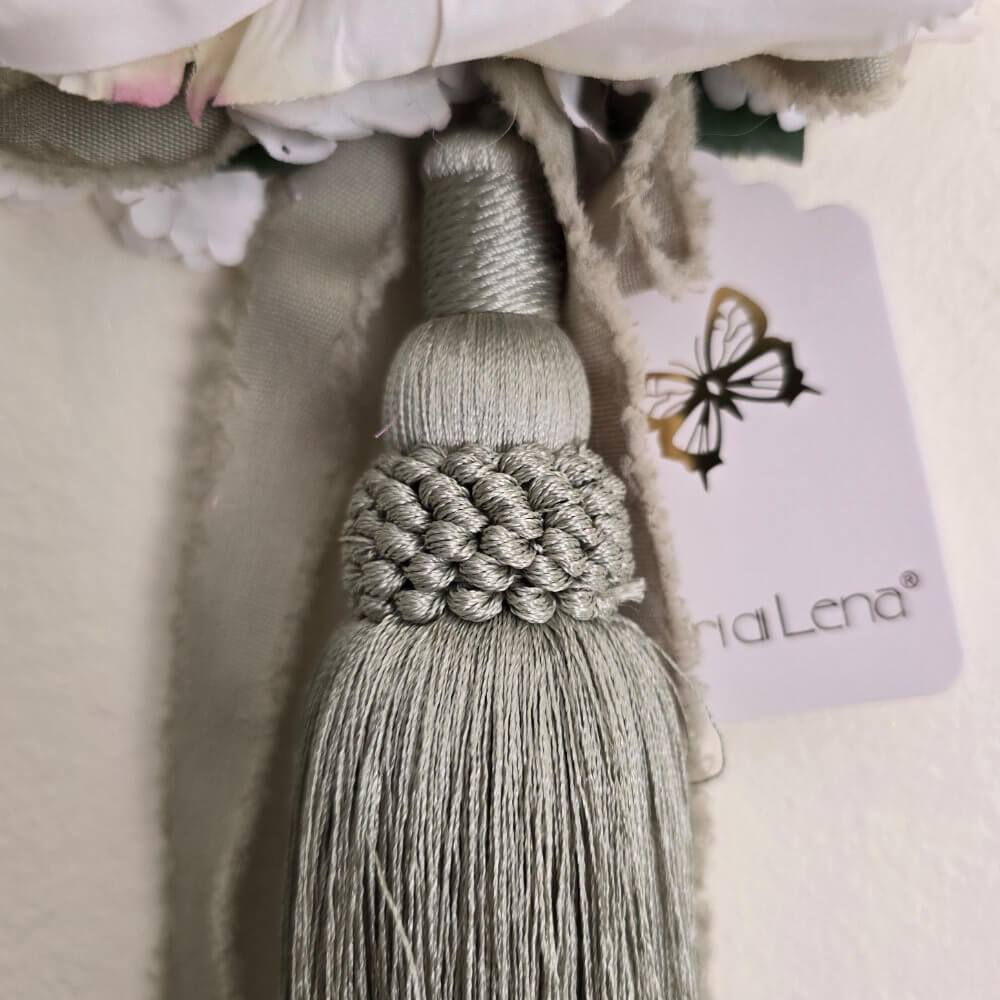 Fiori di Lena décoratif Gland vert sauge avec rose h 38 – Image 2