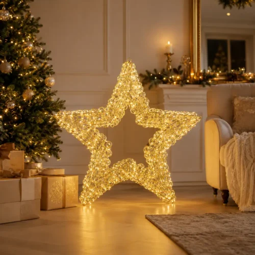 estrella decorativa dorada con LED EDG
