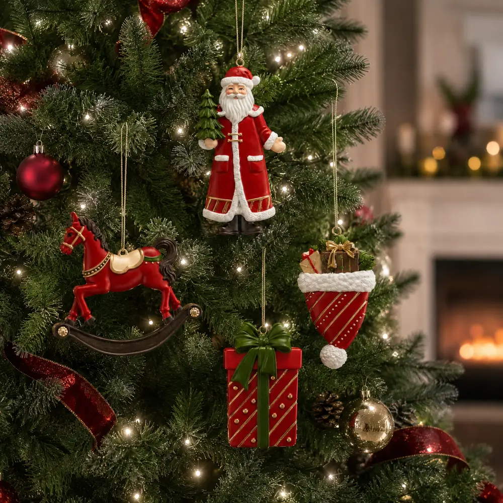 Juego de 4 adornos navideños para colgar en el árbol de Navidad