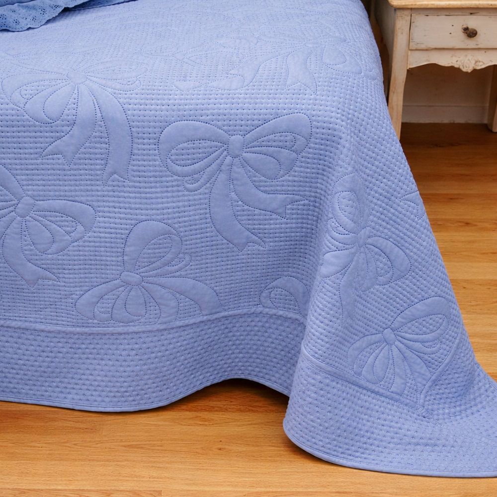Colcha doble azul claro con 2 fundas de almohada L'Atelier 17 - Imagen 2