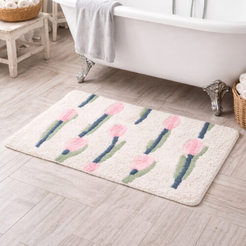 Alternative view of L'Atelier 17 Tappeto Bagno Bianco Panna con Tulipani 60x100