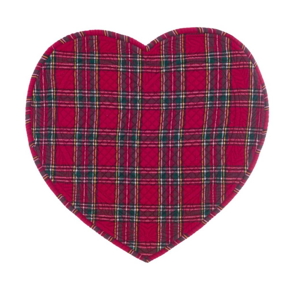 Blanc Mariclo - Set de table « Cœur » à motif Tartan, 40 x 40 cm – Image 4