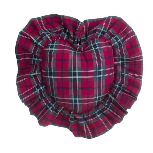 Blanc Mariclo : coussin en forme de cœur à motif Tartan rouge avec Gala, 35 x 35