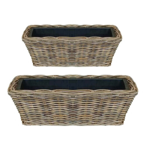 Alternative view of Blanc Mariclo Set 2 Fioriere Rettangolari in Rattan