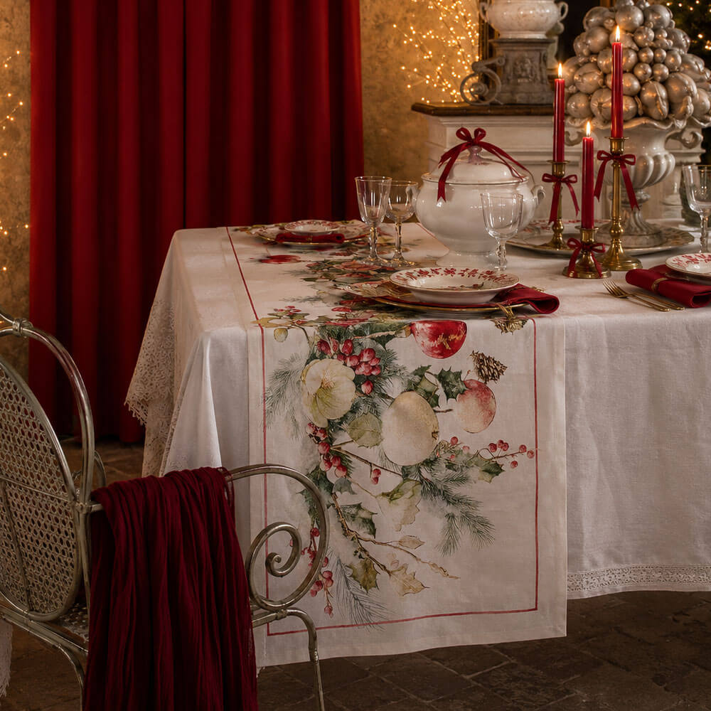 Blanc Mariclo Runner Natalizio Giardino d'Inverno 50x160