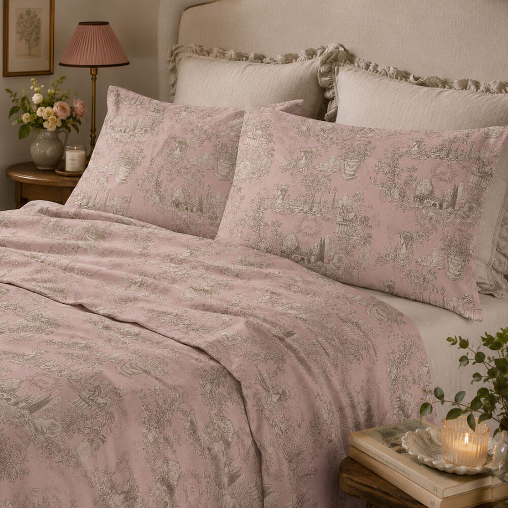 Blanc Mariclo Completo Letto Matrimoniale Toile Rosa