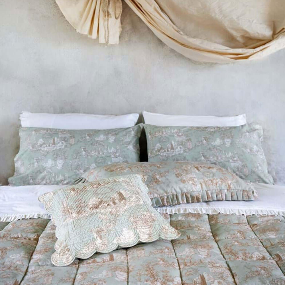 Blanc Mariclo Completo Letto Matrimoniale Toile Verde Salvia - immagine 2