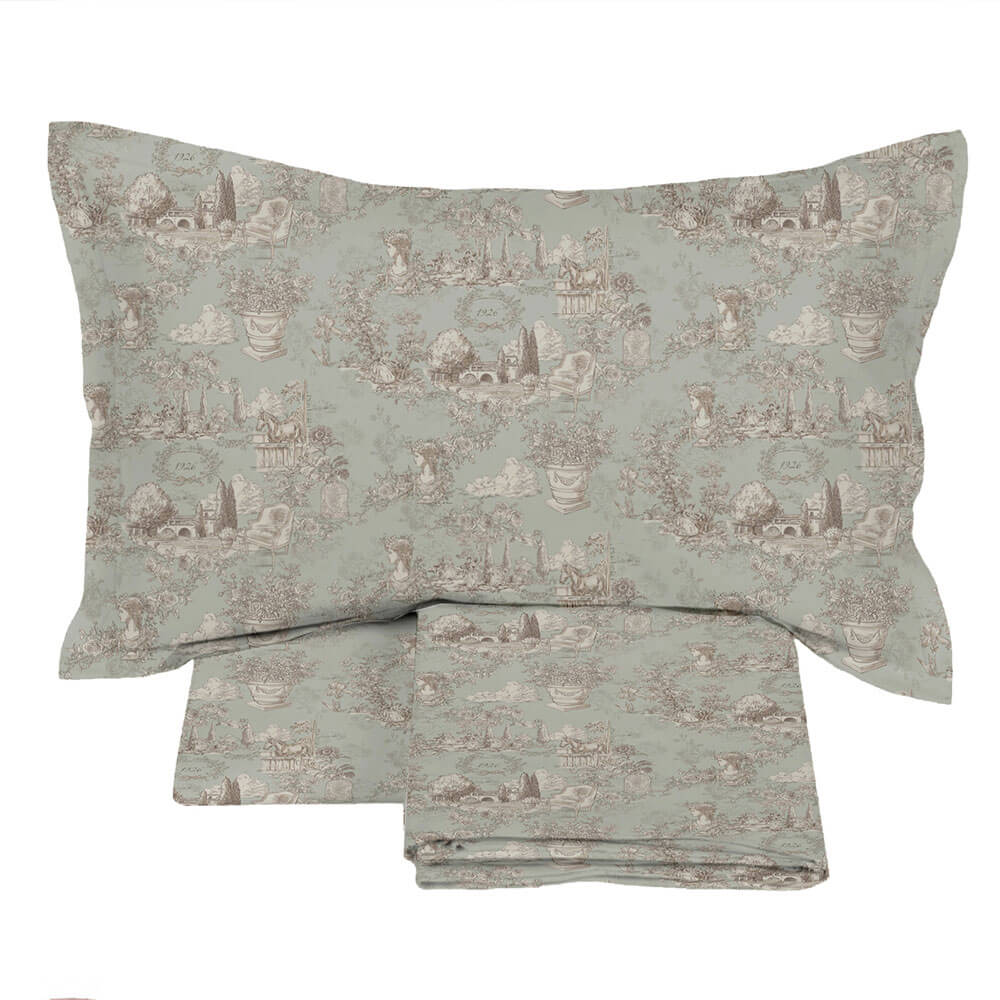 Blanc Mariclo Completo Letto Matrimoniale Toile Verde Salvia - immagine 3