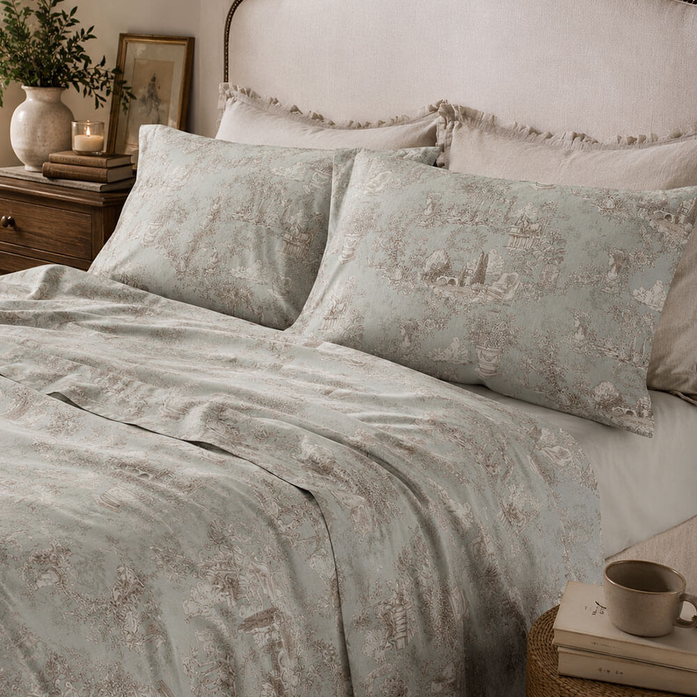 Blanc Mariclo Completo Letto Matrimoniale Toile Verde Salvia
