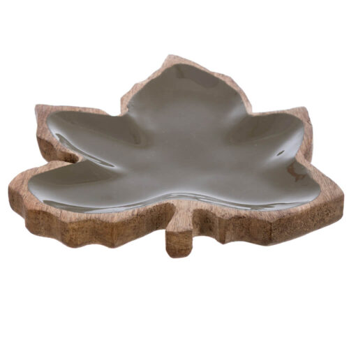 Blanc Mariclo Vassoio Foglia Rustico Legno Naturale 20x20
