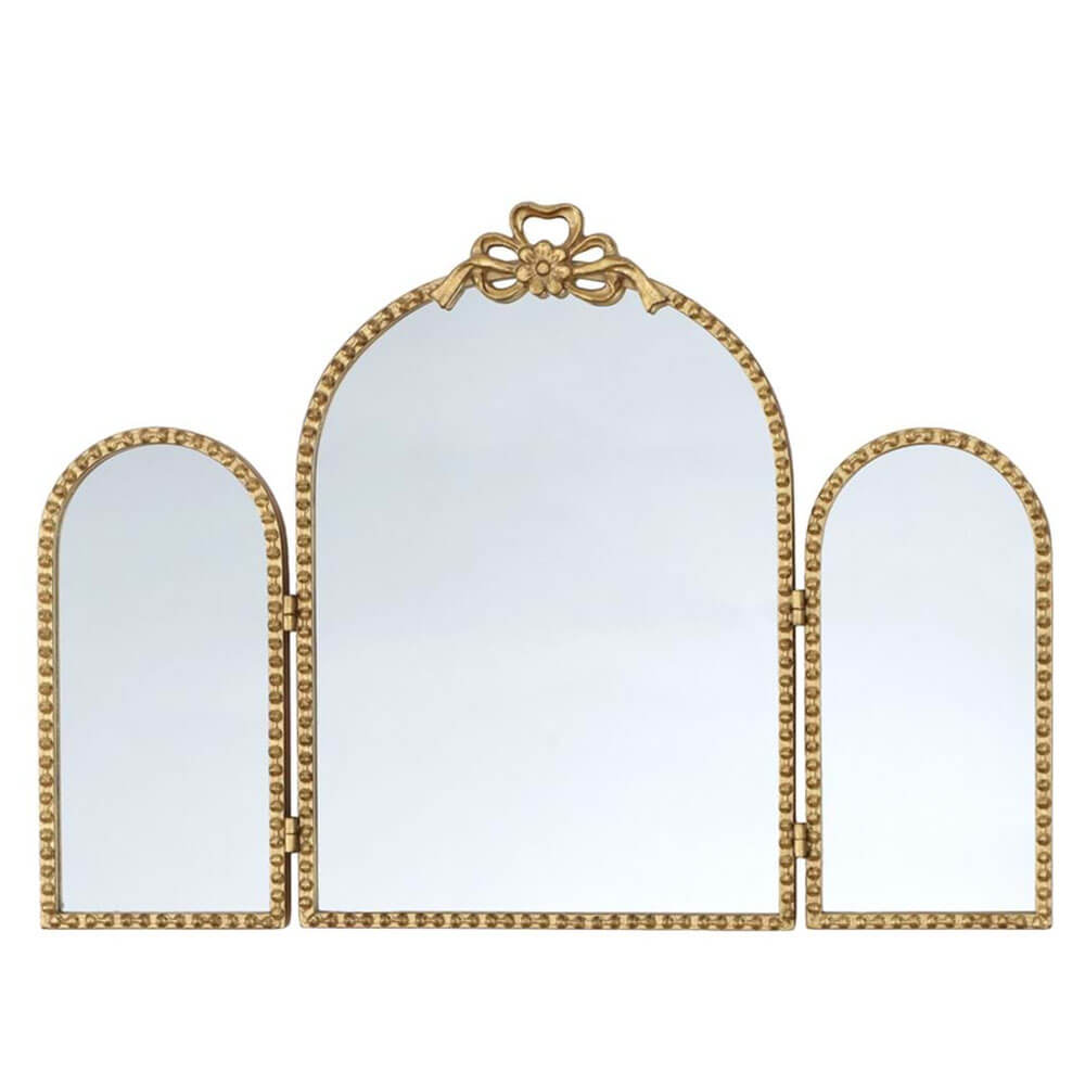 Blanc Mariclo, miroir « Tris » à arcs dorés, 62 x 44