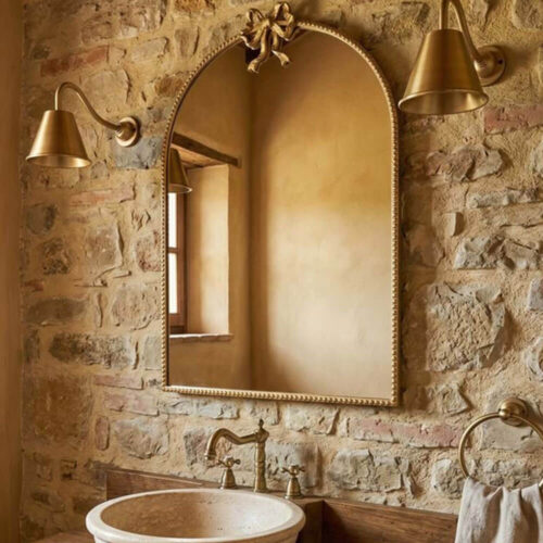 Blanc Mariclo Specchio ad Arco Dorato con Fiocco H 83