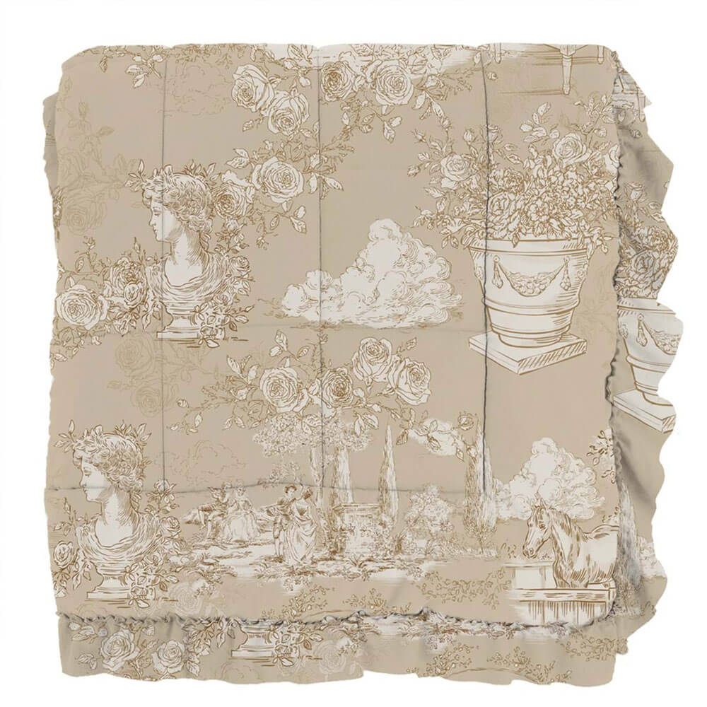 Blanc Mariclo : couette « Toile » beige + 2 taies d'oreiller 260 x 260 – Image 3