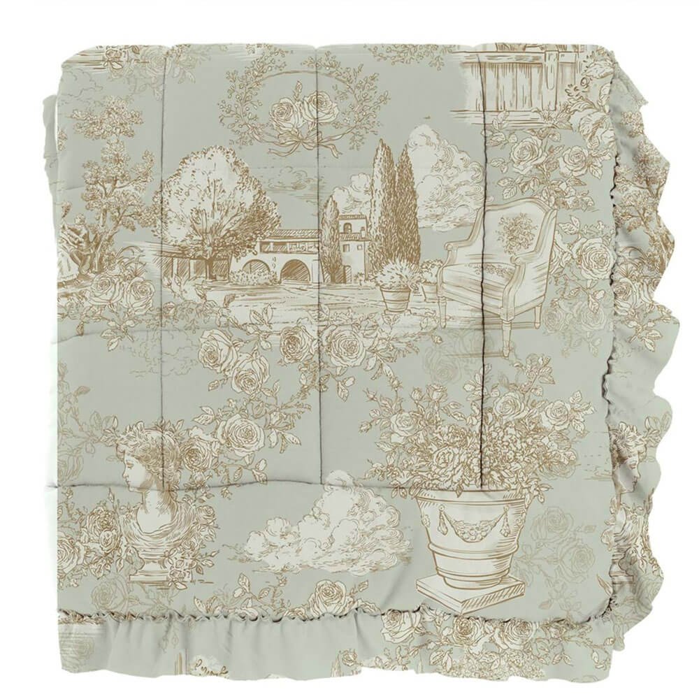 Blanc Mariclo : Couette « Toile » vert sauge + 2 taies d'oreiller 260 x 260 – Image 2