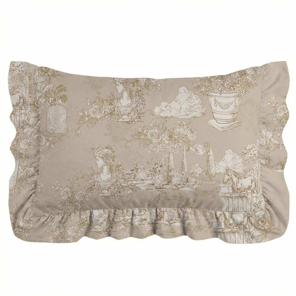 Blanc Mariclo : couette « Toile » beige + 2 taies d'oreiller 260 x 260 – Image 2