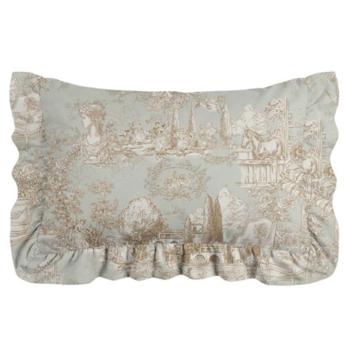 Blanc Mariclo : Couette « Toile » vert sauge + 2 taies d'oreiller 260 x 260 – Image 3