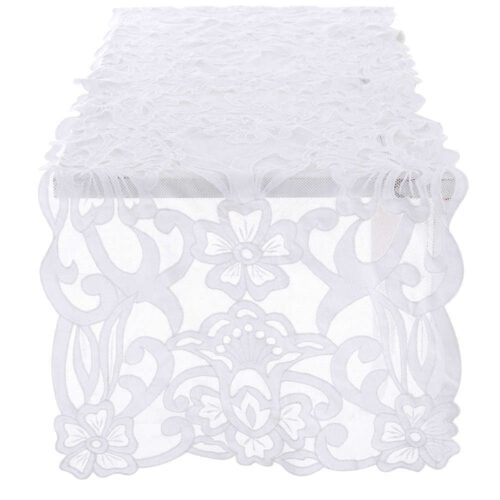 Blanc Mariclo Chemin de table Provenza avec Dentelle 50x150